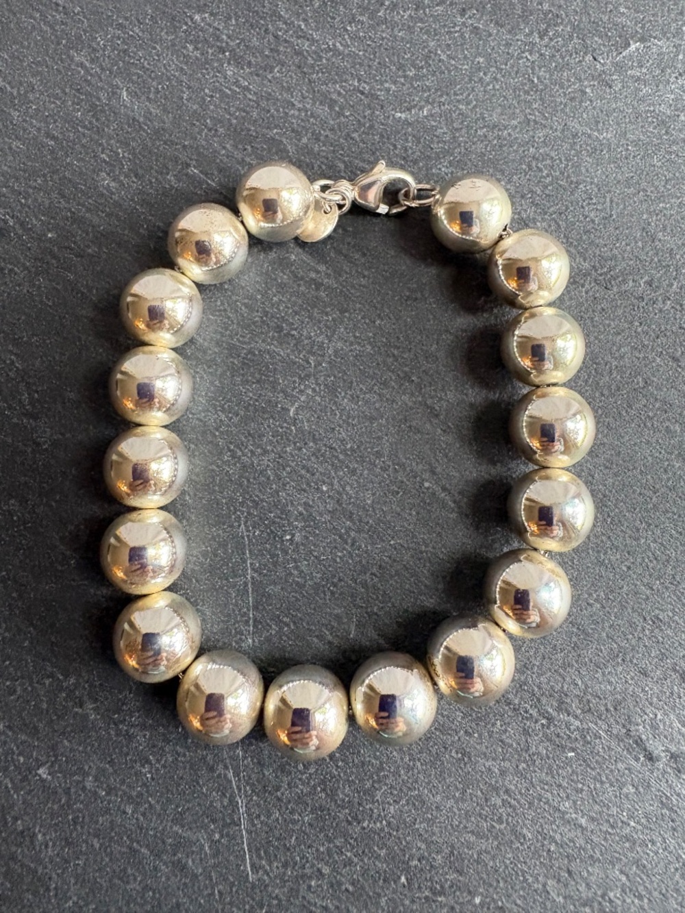Pristine Tiffany & Co. 10mm Sterling Silver Ball Bead Bracelet Vintage HardWear - Picture 5 of 7
